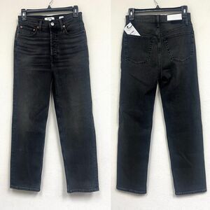 $265 RE/DONE Black 70s Ultra High Rise Stove Pipe Jeans Size 26 NEW